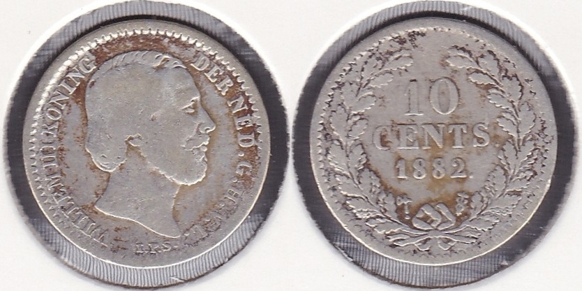 HOLANDA - NETHERLAND. 10 CENTIMOS (CENTS) DE 1882. PLATA 0.640.