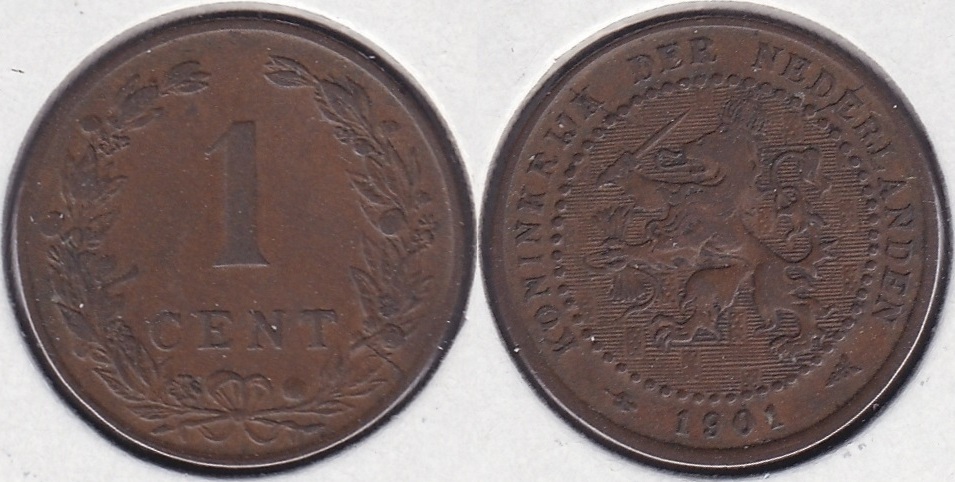 HOLANDA - NETHERLAND. 1 CENTIMO (CENT) DE 1901.