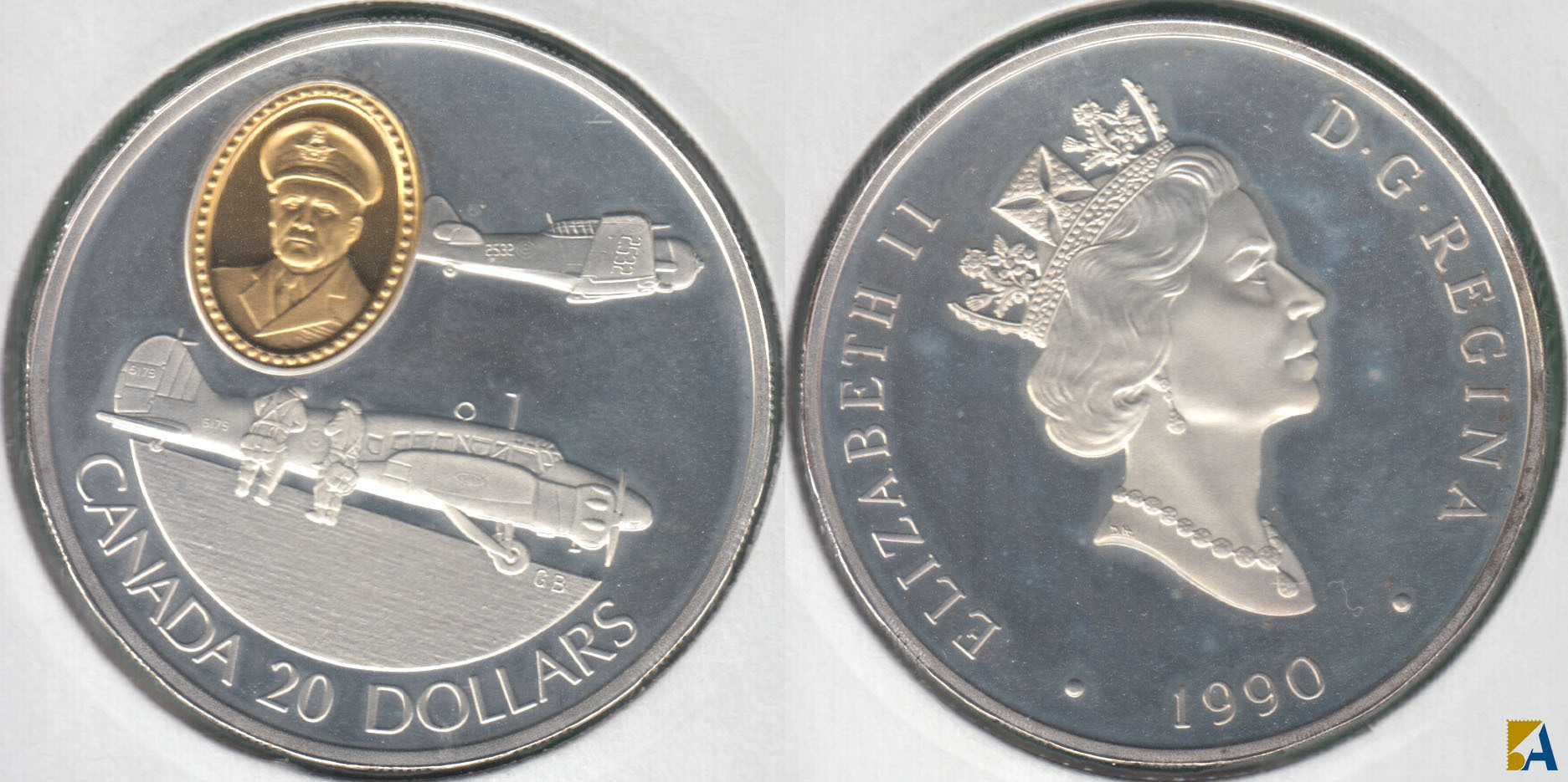 CANADA. 20 DOLARES (DOLLARS) DE 1990. PLATA 0.925.