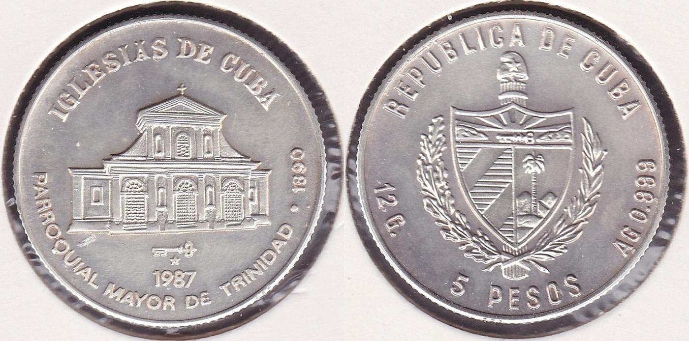 CUBA. 5 PESOS DE 1987. PLATA 0.999. (3)