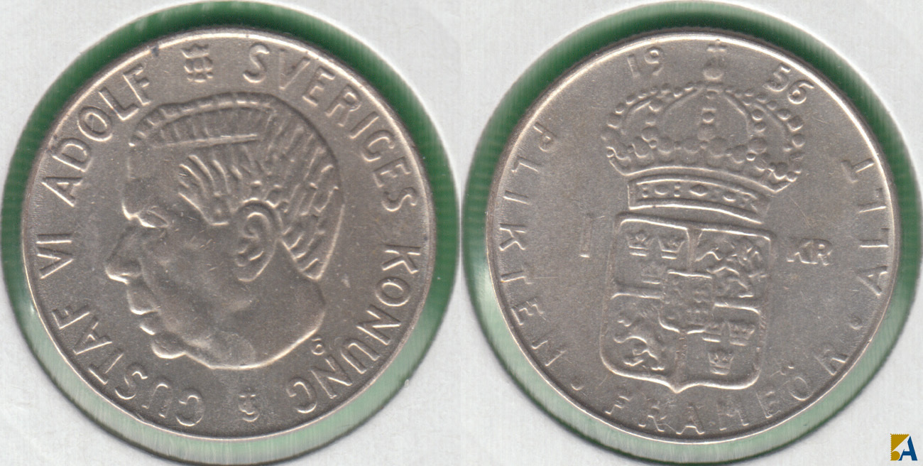 SUECIA - SWEDEN. 1 KRONA DE 1956. PLATA 0.400. (2)