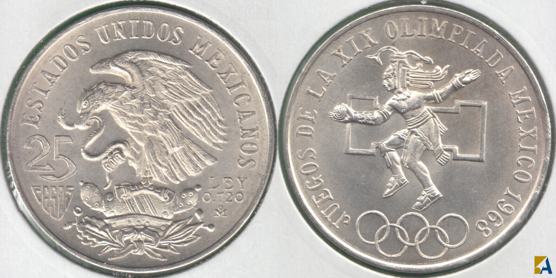 MEJICO - MEXICO. 25 PESOS DE 1968. PLATA 0.720. (7)