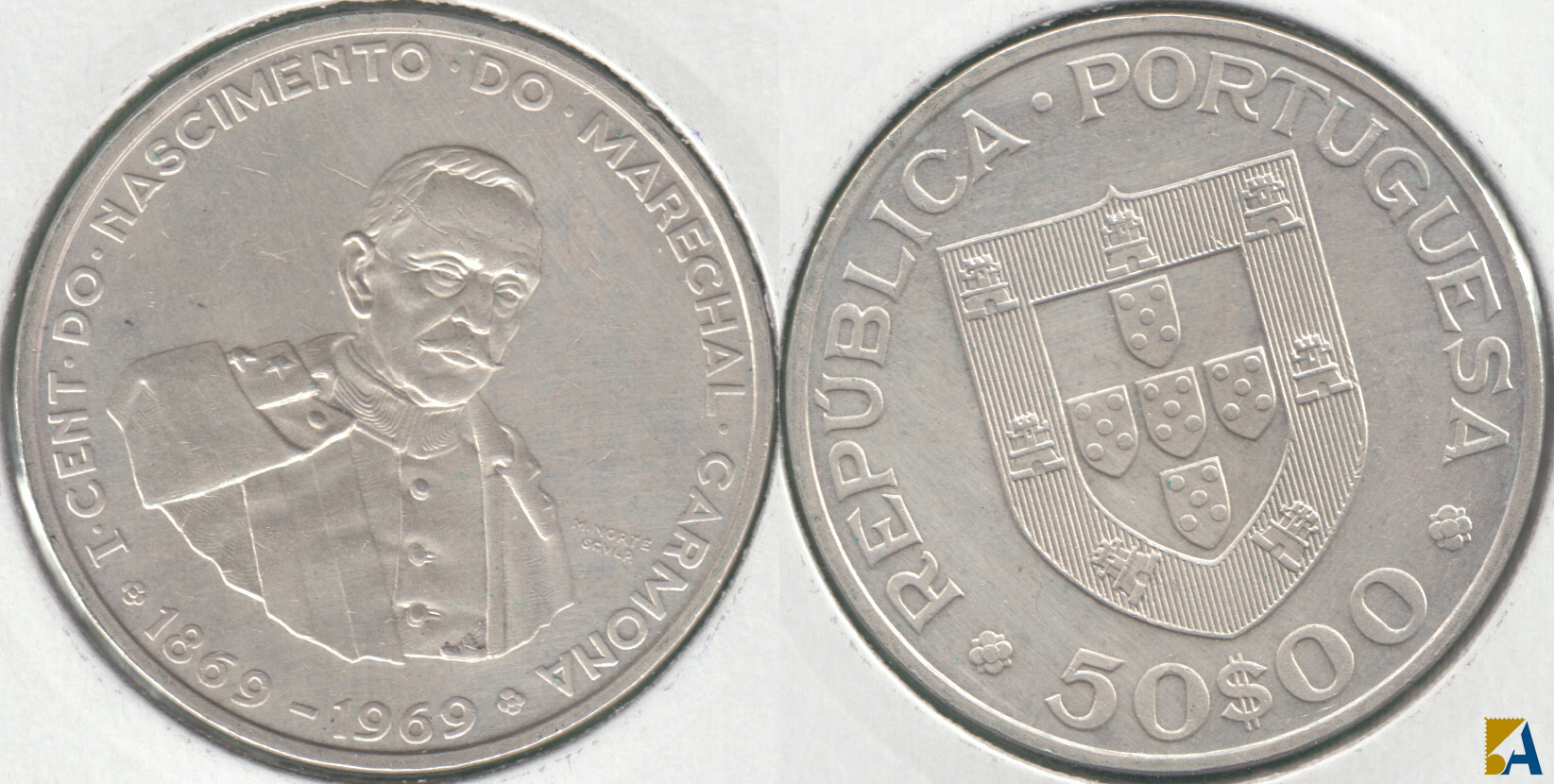 PORTUGAL. 50 ESCUDOS DE 1969. PLATA 0.650. (2)