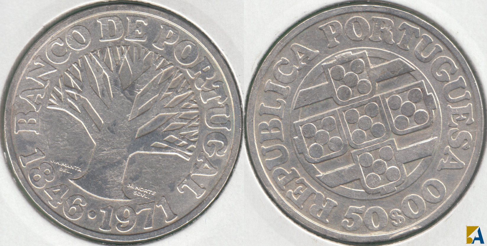 PORTUGAL. 50 ESCUDOS DE 1971. PLATA 0.650. (2)