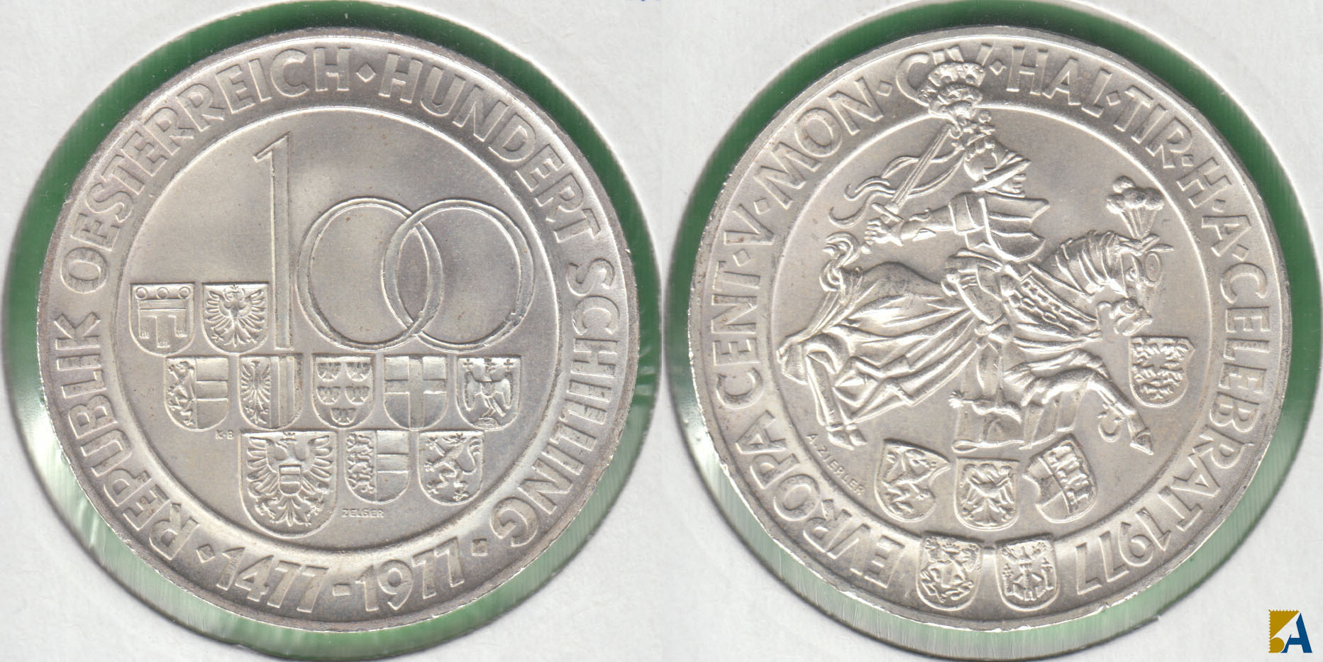 AUSTRIA. 100 SCHILLING DE 1977. PLATA 0.640. (4)