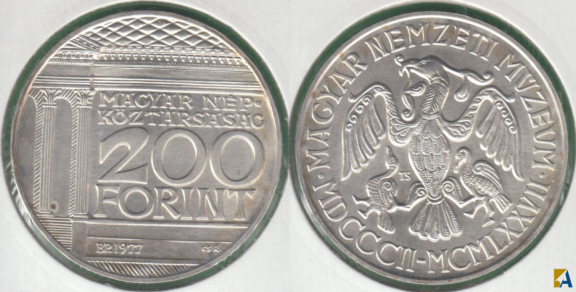 HUNGRIA - HUNGARY. 200 FORINT DE 1977 BP. PLATA 0.640. (5)