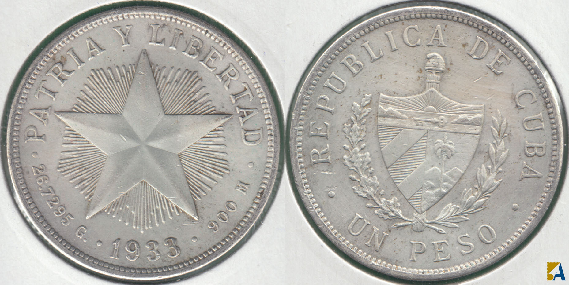 CUBA. 1 PESO DE 1933. PLATA 0.900. (4)