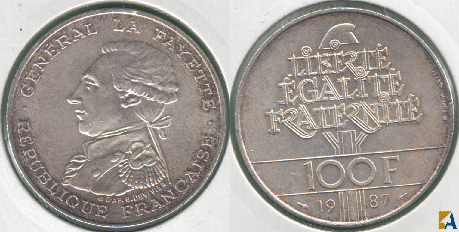 FRANCIA - FRANCE. 100 FRANCOS (FRANCS) DE 1987. PLATA 0.900. (2)