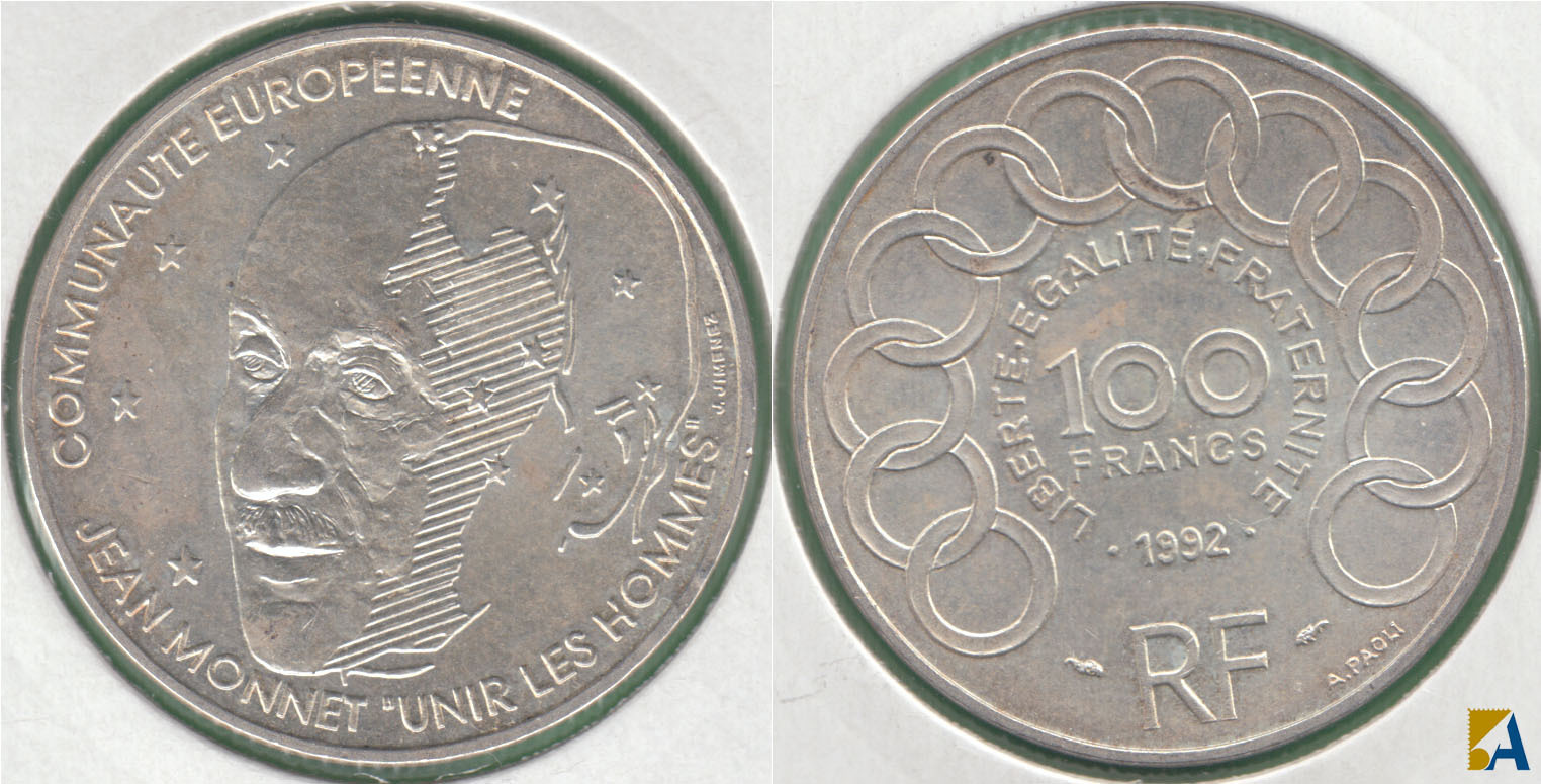 FRANCIA - FRANCE. 100 FRANCOS (FRANCS) DE 1992. PLATA 0.900. (2)