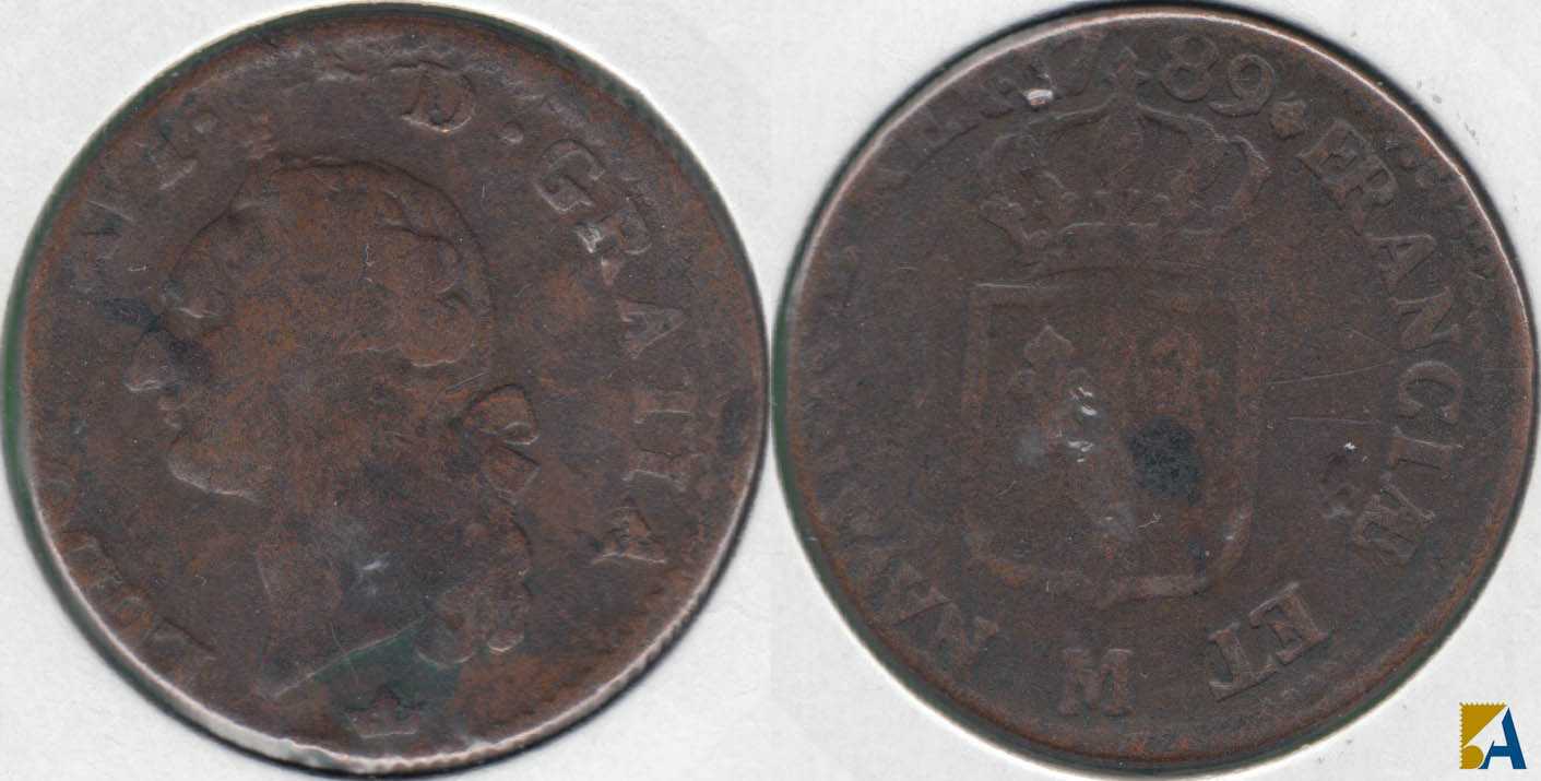 FRANCIA - FRANCE. 1 LIARD DE 1789 M.