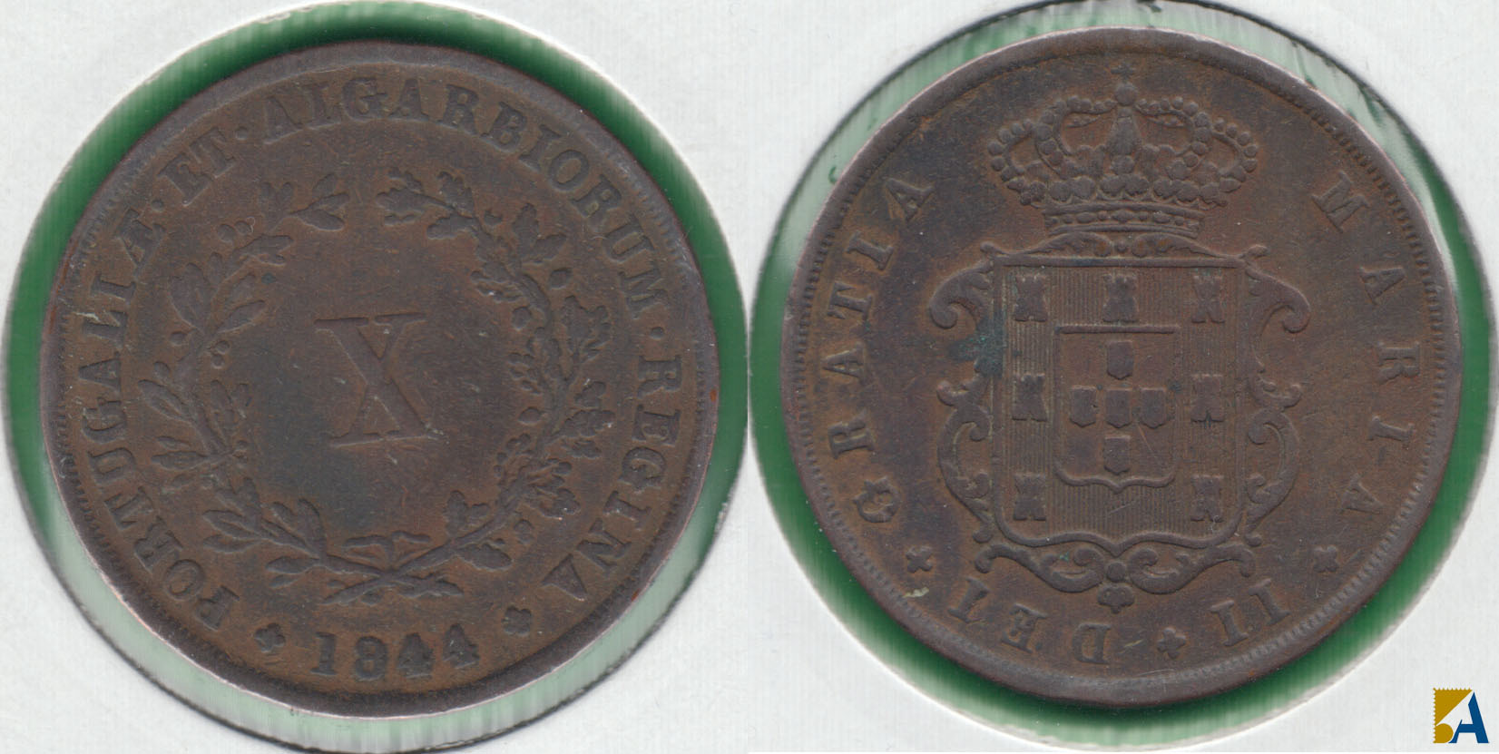 PORTUGAL. 10 REIS DE 1844.