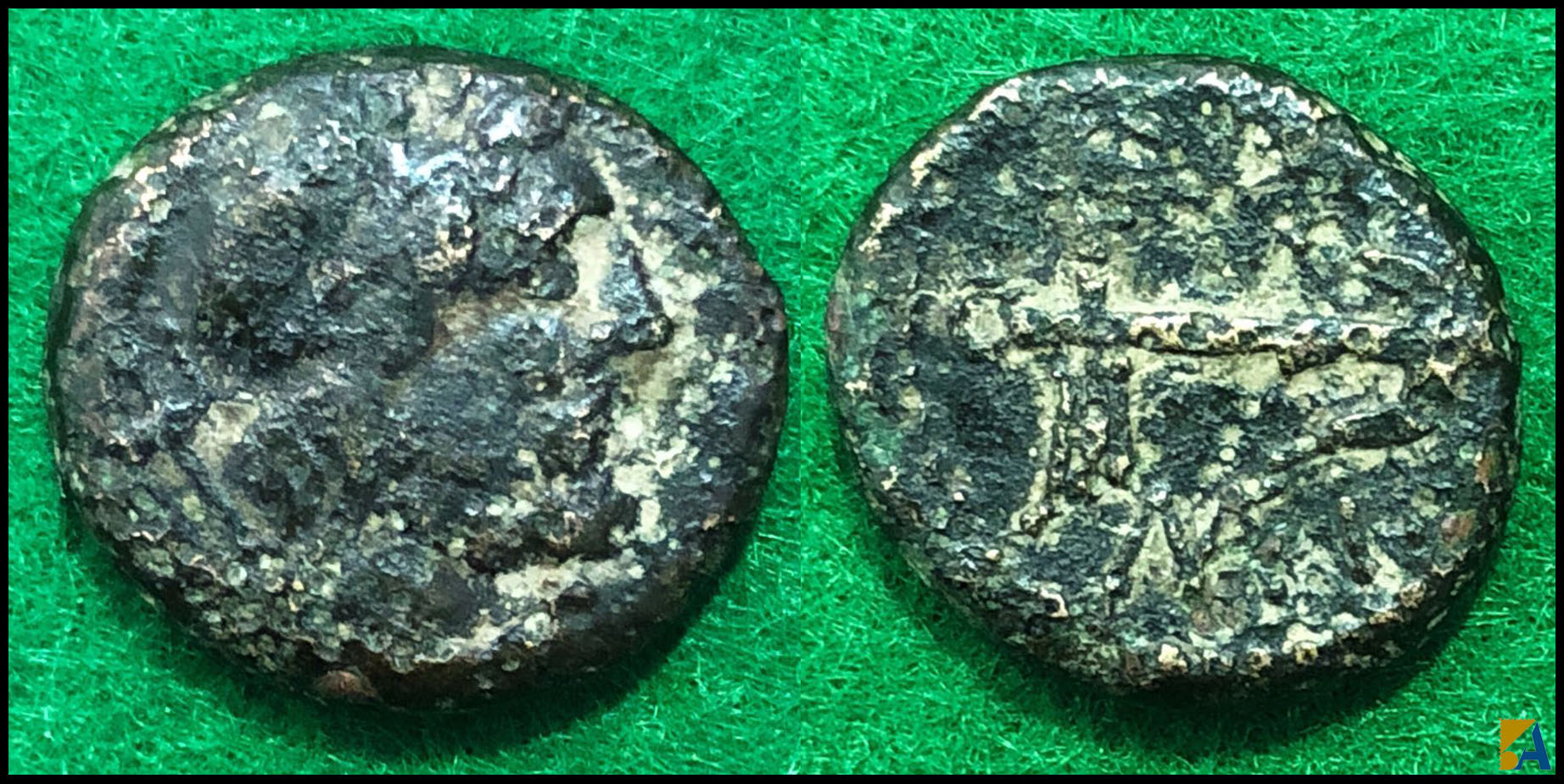 LUCANIA. 1 SEMIS DEL 268 - 289 A.C. PAESTUM. BRONCE. 6'5 GR. 18MM.