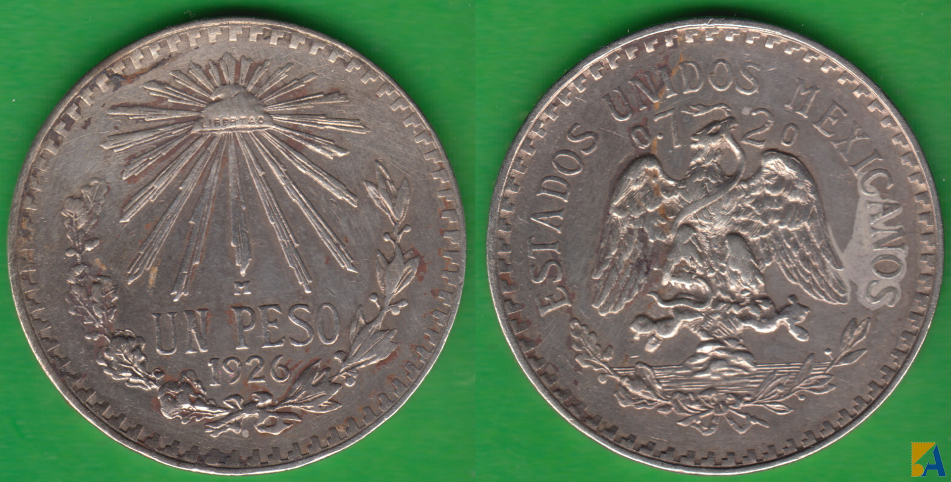 MEJICO - MEXICO. 1 PESO DE 1926. PLATA 0.720. (2)