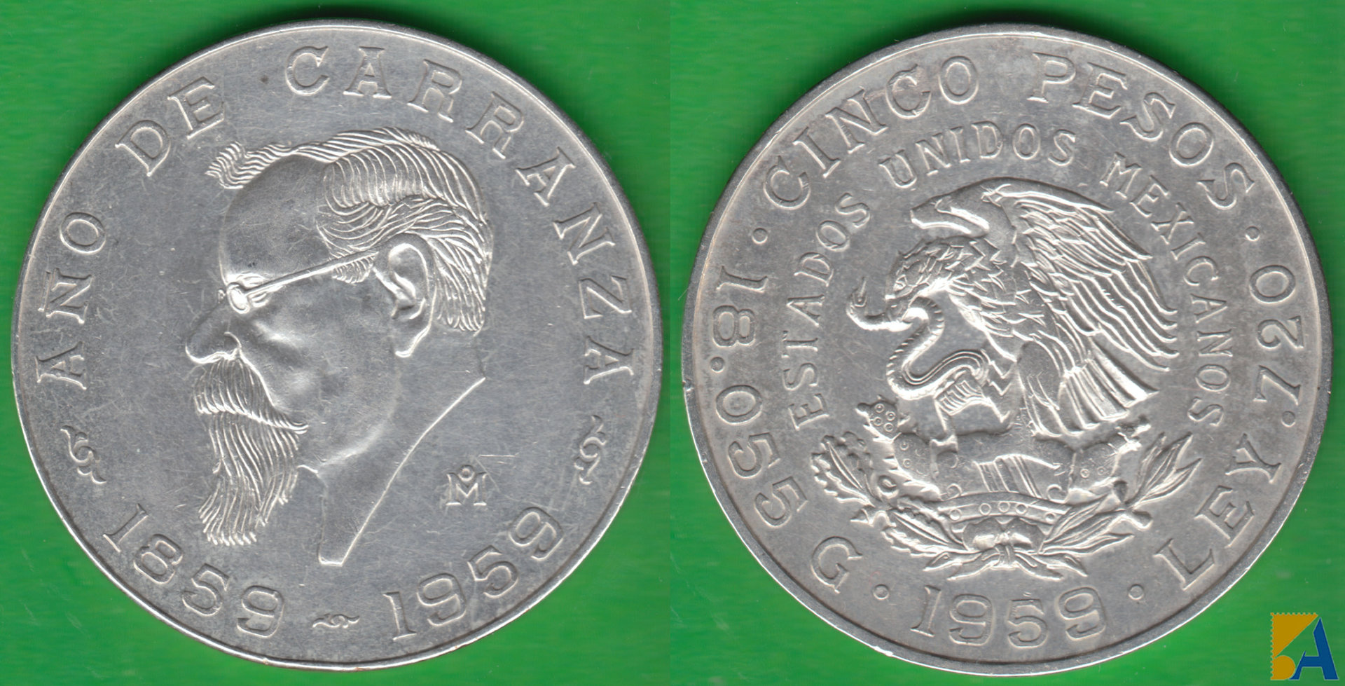 MEJICO - MEXICO. 5 PESOS DE 1959. PLATA 0.720. (3)