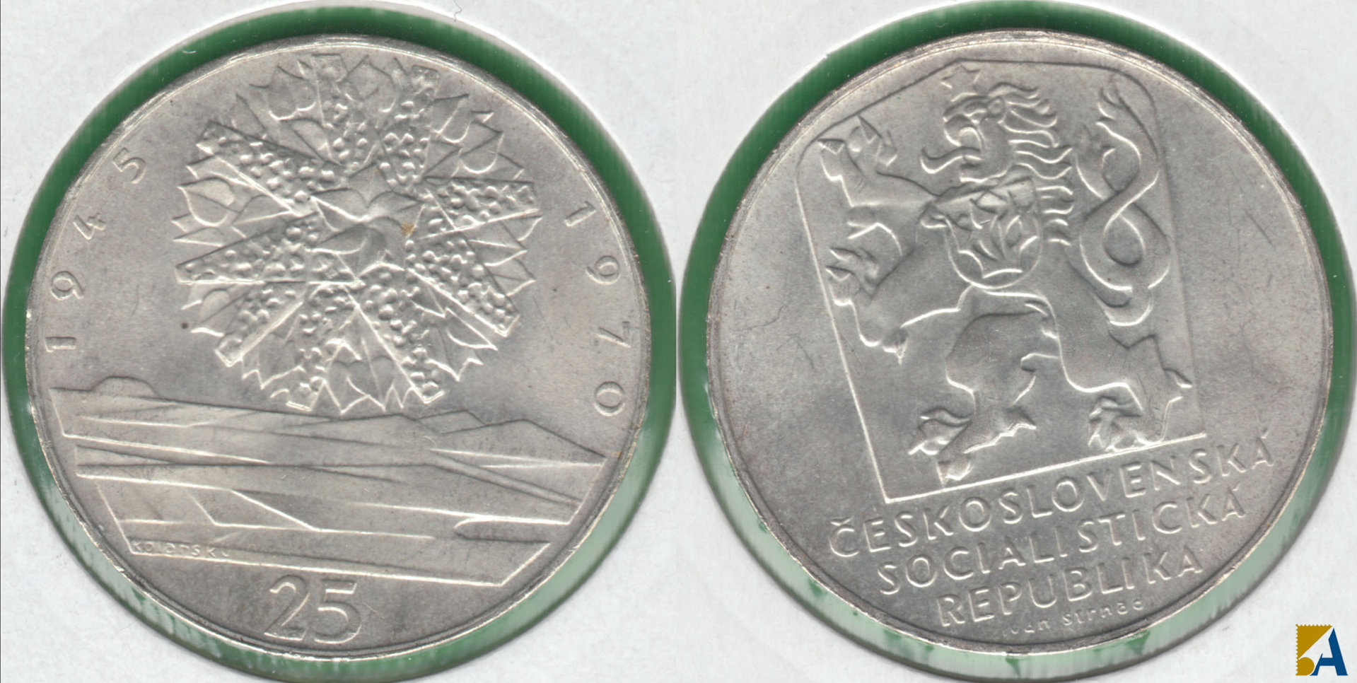 CHECOSLOVAQUIA - CZECHOSLOVAKIA. 25 CORONAS (KORUN) DE 1970. PLATA 0.500. (4)