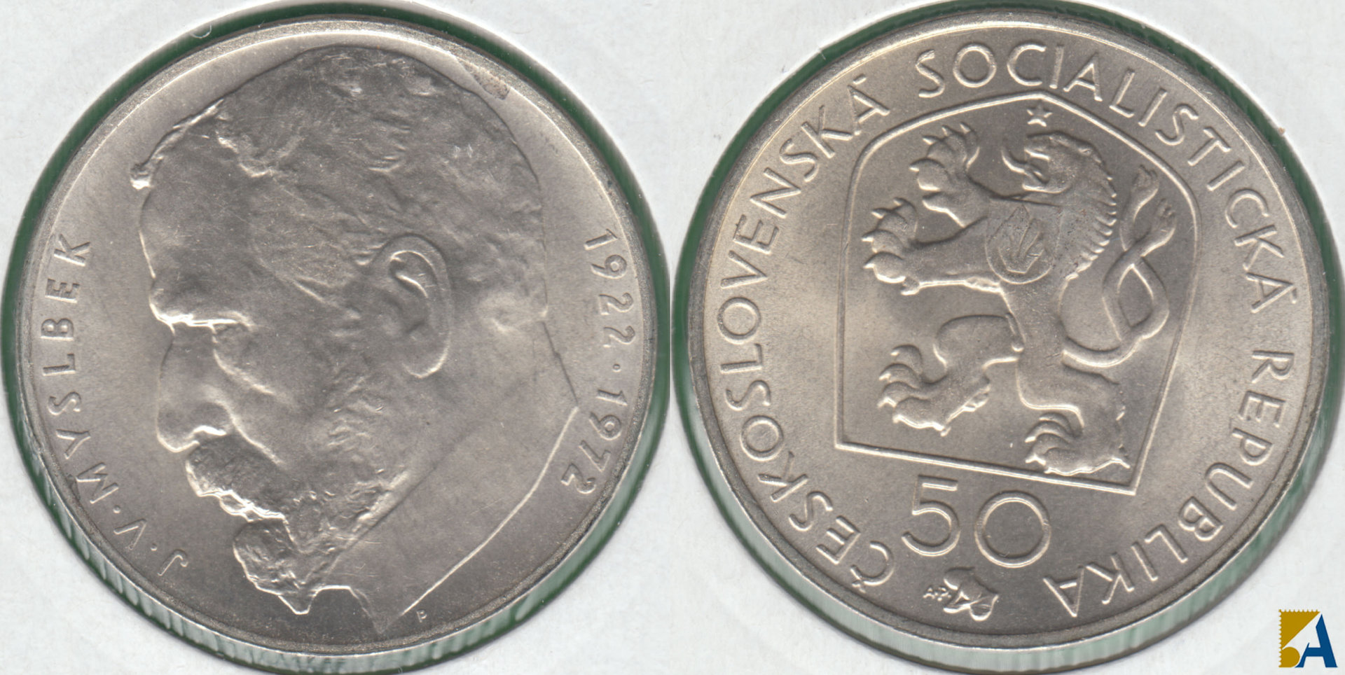 CHECOSLOVAQUIA - CZECHOSLOVAKIA. 50 CORONAS (KORUN) DE 1972. PLATA 0.700. (2)