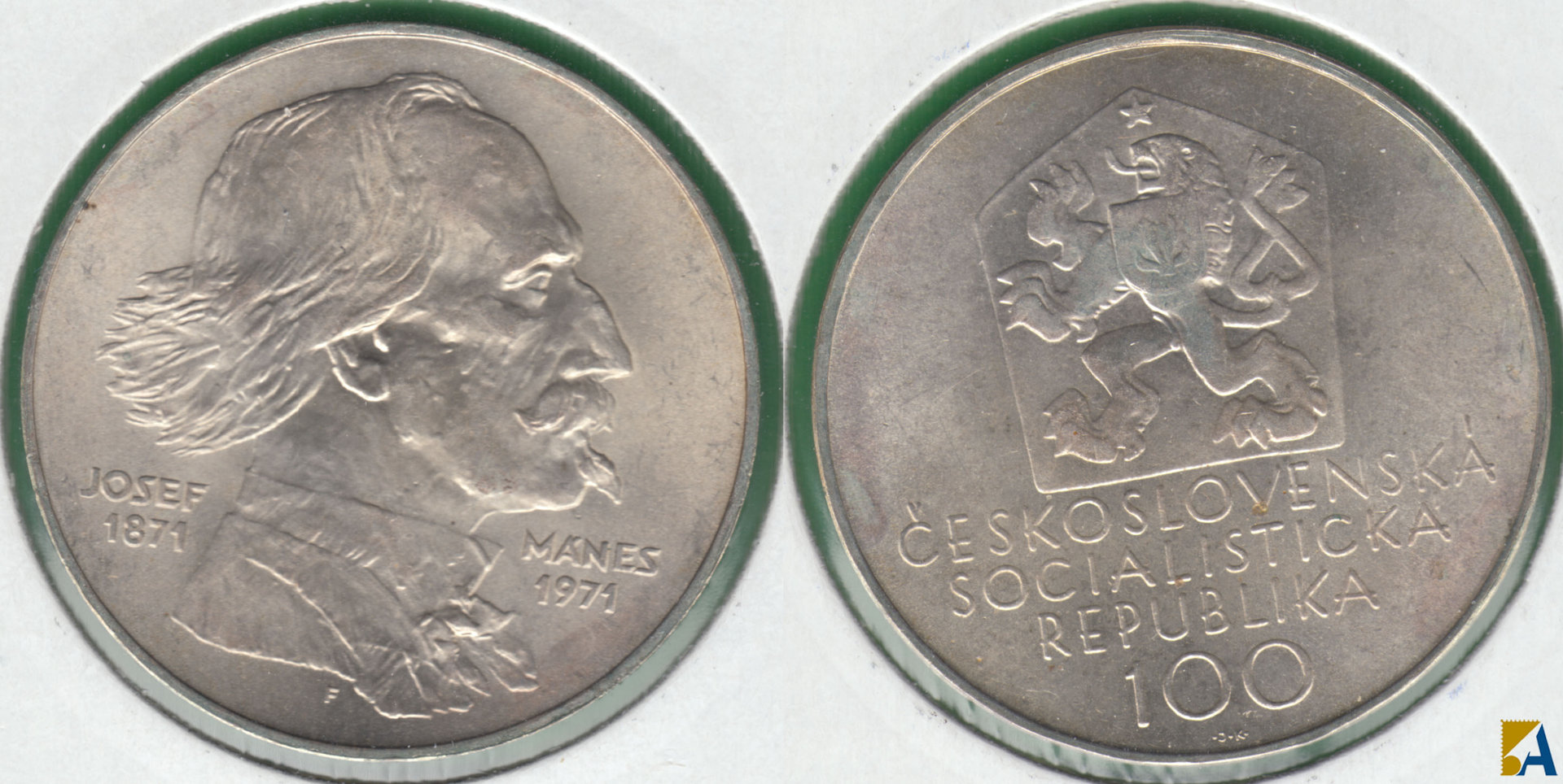 CHECOSLOVAQUIA - CZECHOSLOVAKIA. 100 CORONAS (KORUN) DE 1971. PLATA 0.700. (2)