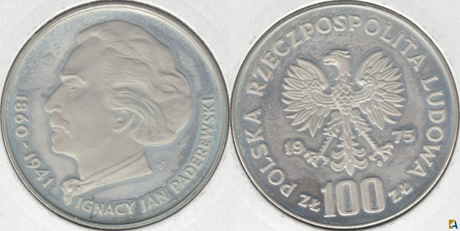 POLONIA - POLSKA. 100 ZLOTYCH DE 1975. PLATA 0.625. (5)