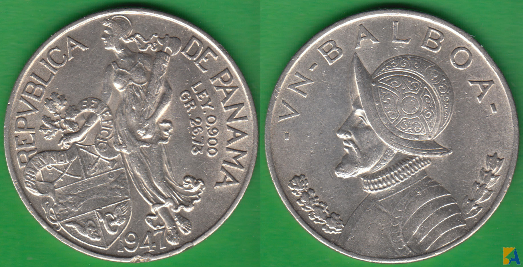 PANAMA. 1 BALBOA DE 1947. PLATA 0.900. (4)