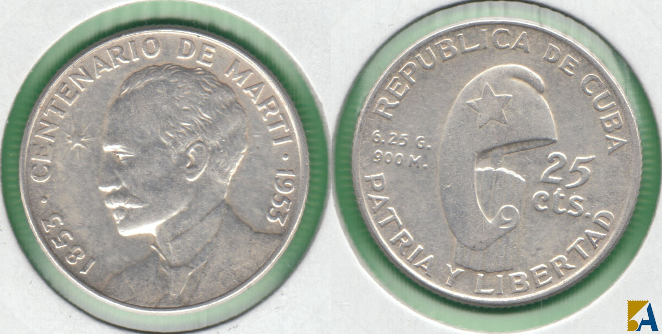 CUBA. 25 CENTAVOS DE 1953. PLATA 0.900. (3)
