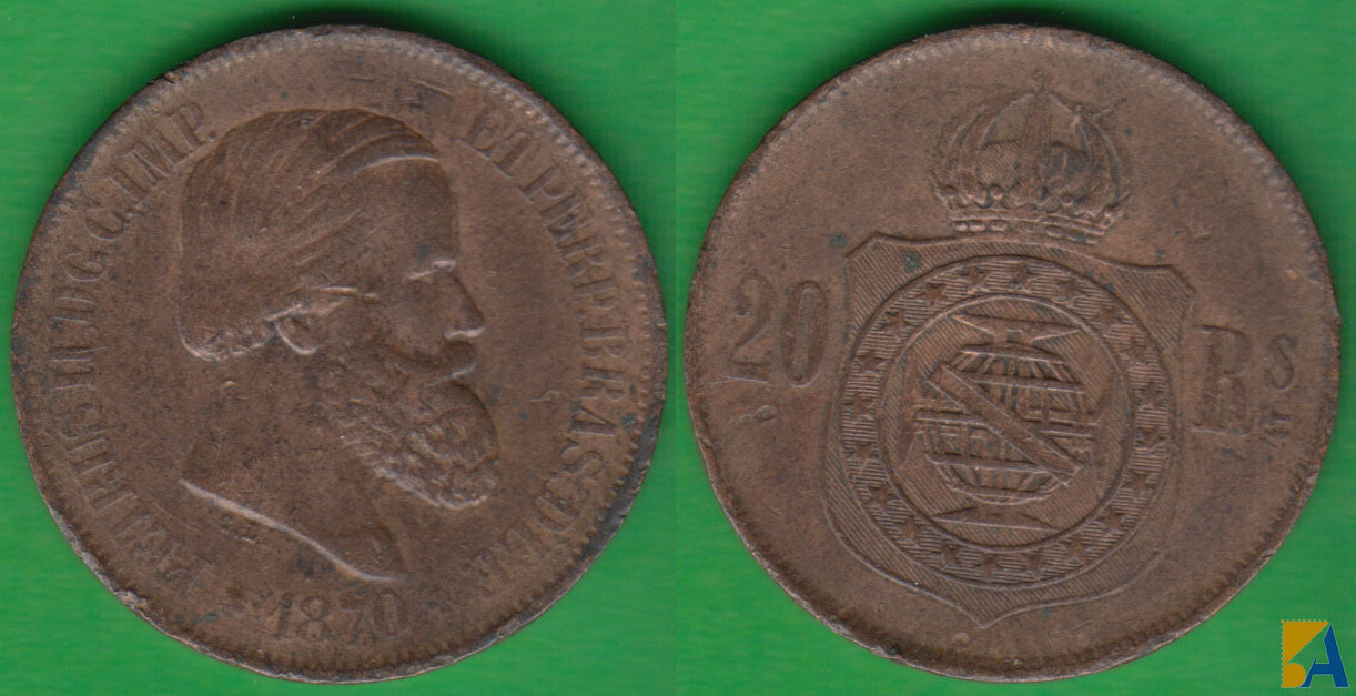 BRASIL - BRAZIL. 20 REIS DE 1870. (2)