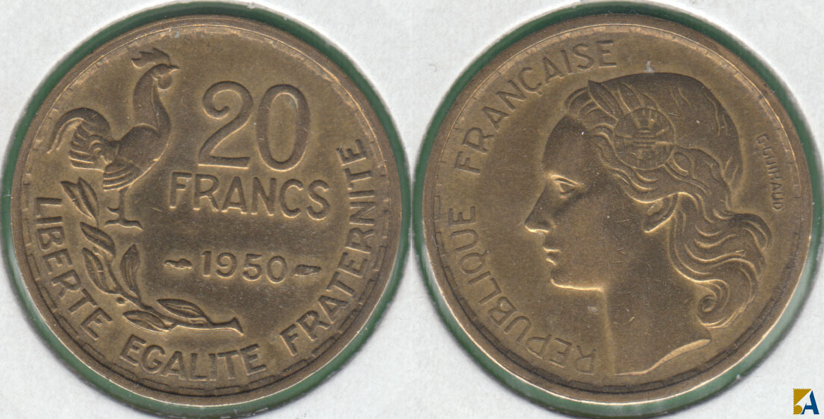 FRANCIA - FRANCE. 20 FRANCOS (FRANCS) DE 1950.