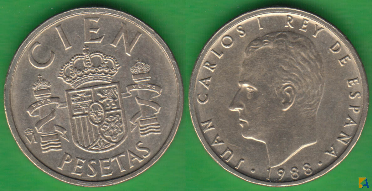 JUAN CARLOS I. 100 PESETAS DE 1988. BUSTO GRANDE. S/C (SIN CIRCULAR).
