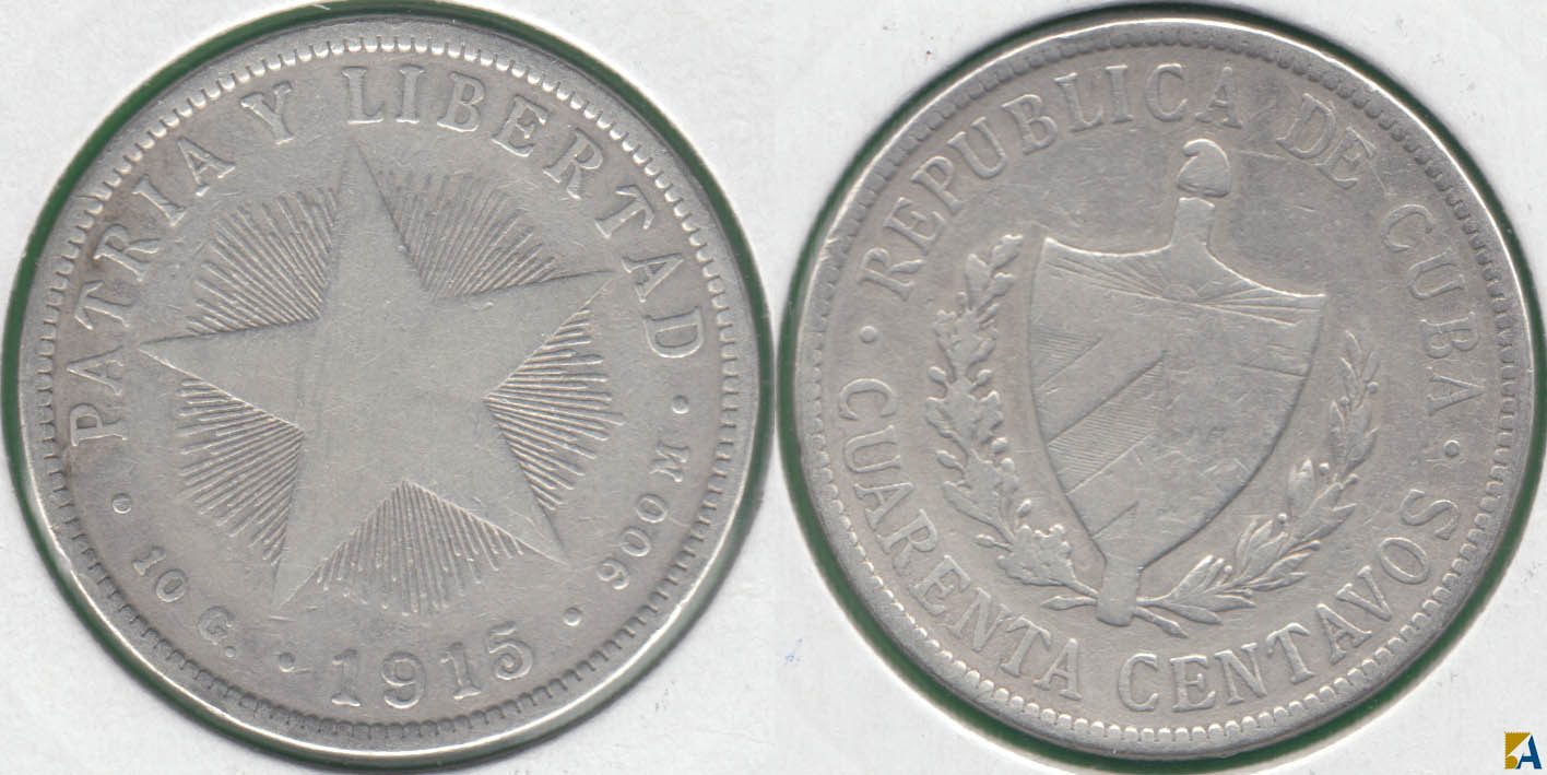 CUBA. 40 CENTAVOS DE 1915. PLATA 0.900. (2)