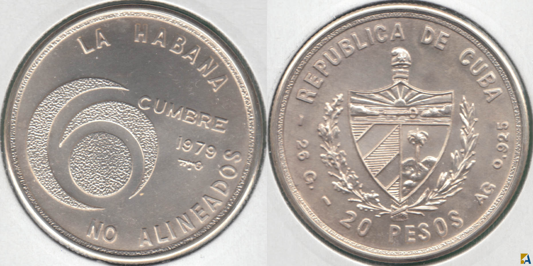CUBA. 20 PESOS DE 1979. PLATA 0.925. (2)