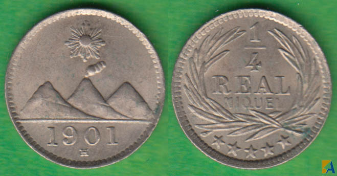 GUATEMALA. 1/4 REAL DE 1900 H. (2)