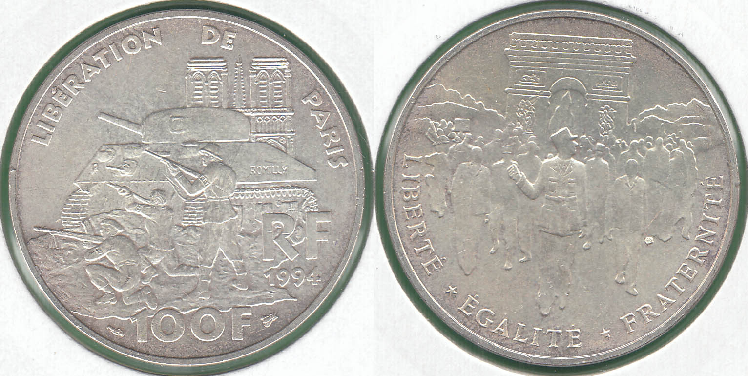 FRANCIA - FRANCE. 100 FRANCOS (FRANCS) DE 1994. PLATA 0.900. (2)