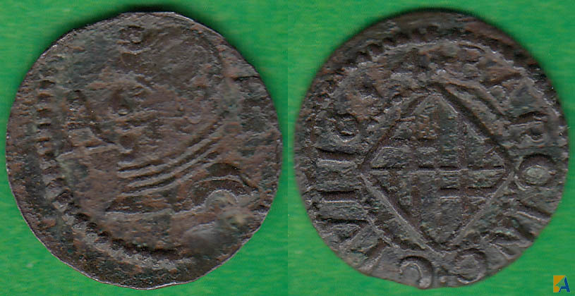 FELIPE IV. 1 ARDIT DE 1654. BARCELONA.