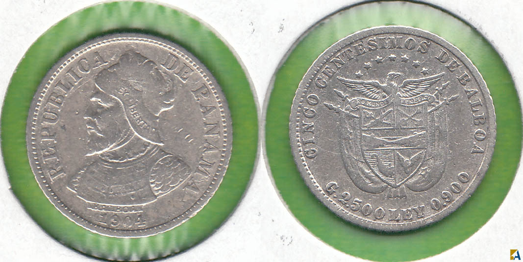 PANAMA. 5 CENTESIMOS DE 1904. PLATA 0.900. (3)