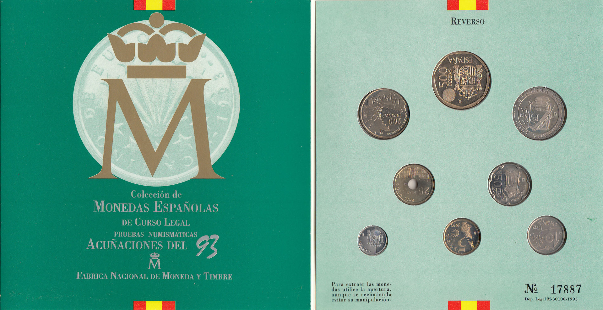 COLECCION DE MONEDAS ESPAÑOLAS DE CURSO LEGAL. ACUÑACIONES DE 1993.