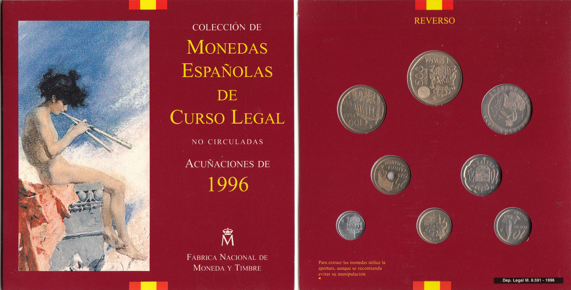 COLECCION DE MONEDAS ESPAÑOLAS DE CURSO LEGAL. ACUÑACIONES DE 1996.