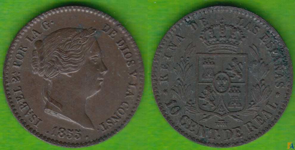 ESPAÑA. ISABEL II. 10 CENTIMOS DE REAL DE 1855. SEGOVIA.