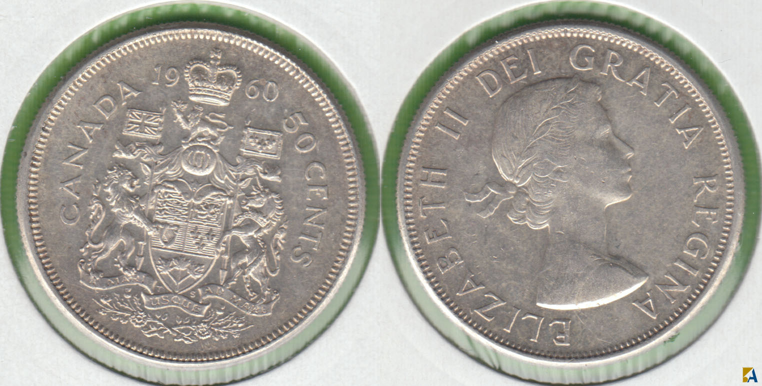 CANADA. 50 CENTAVOS (CENTS) DE 1960. PLATA 0.800.