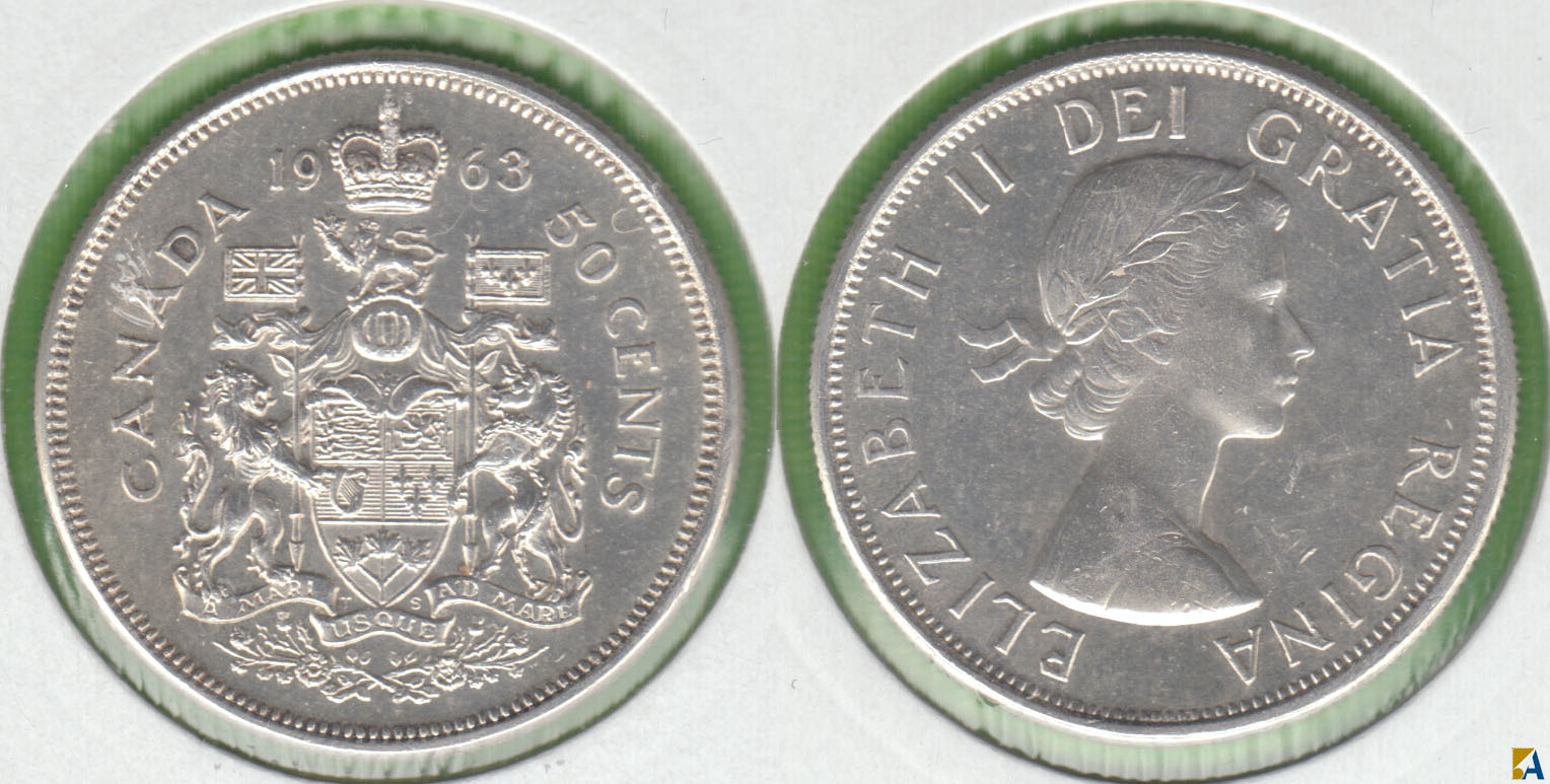 CANADA. 50 CENTAVOS (CENTS) DE 1963. PLATA 0.800. (2)