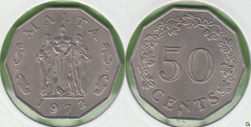 MALTA. 50 CENTS DE 1972.