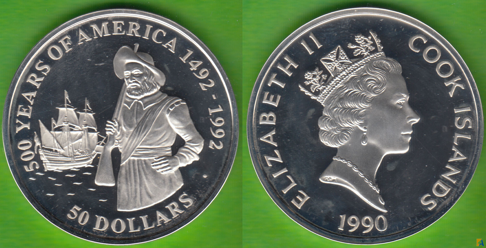 ISLAS COOK - COOK ISLANDS. 50 DOLARES (DOLLARS) DE 1990. PROOF. PLATA 0.925.
