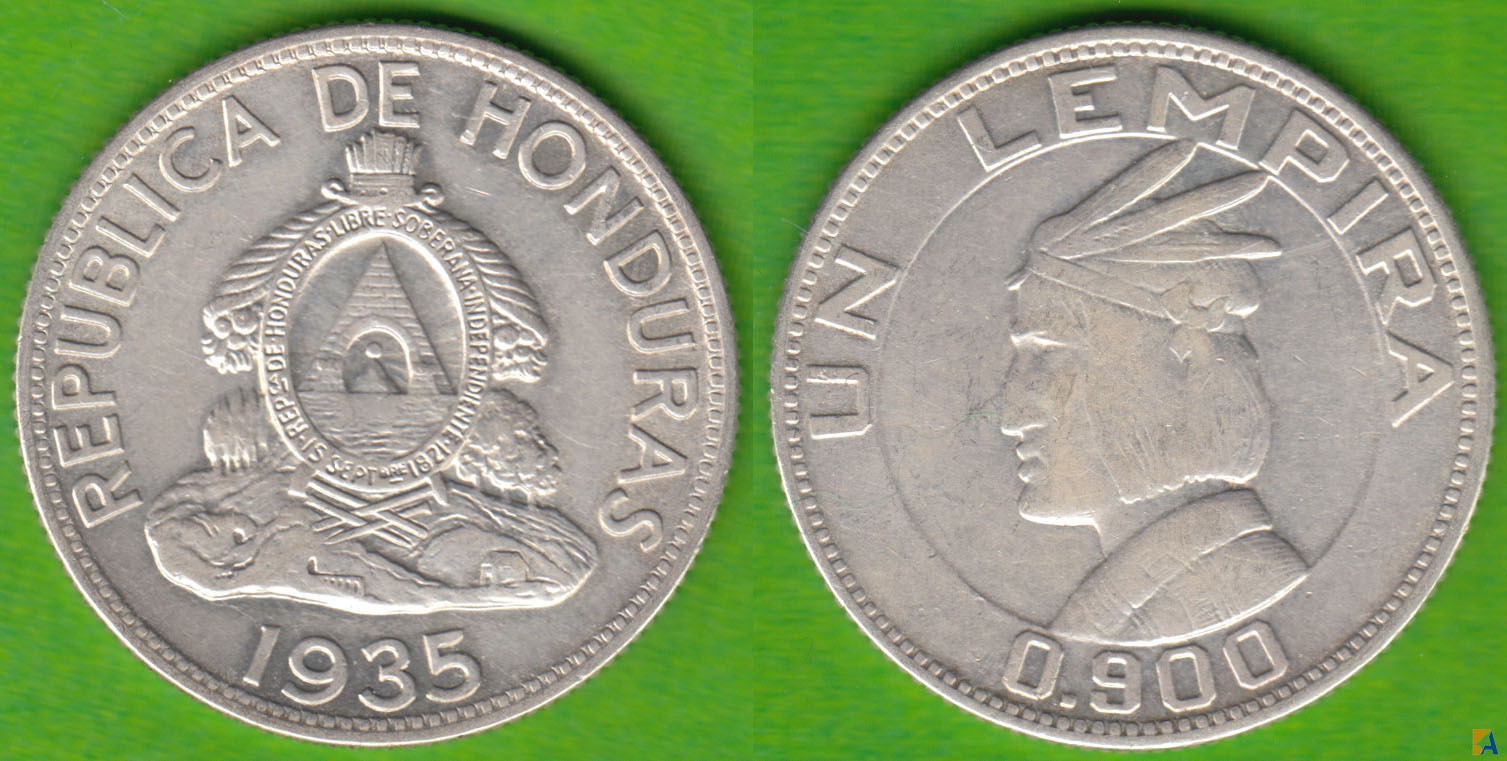 HONDURAS. 1 LEMPIRA DE 1935. PLATA 0.900.