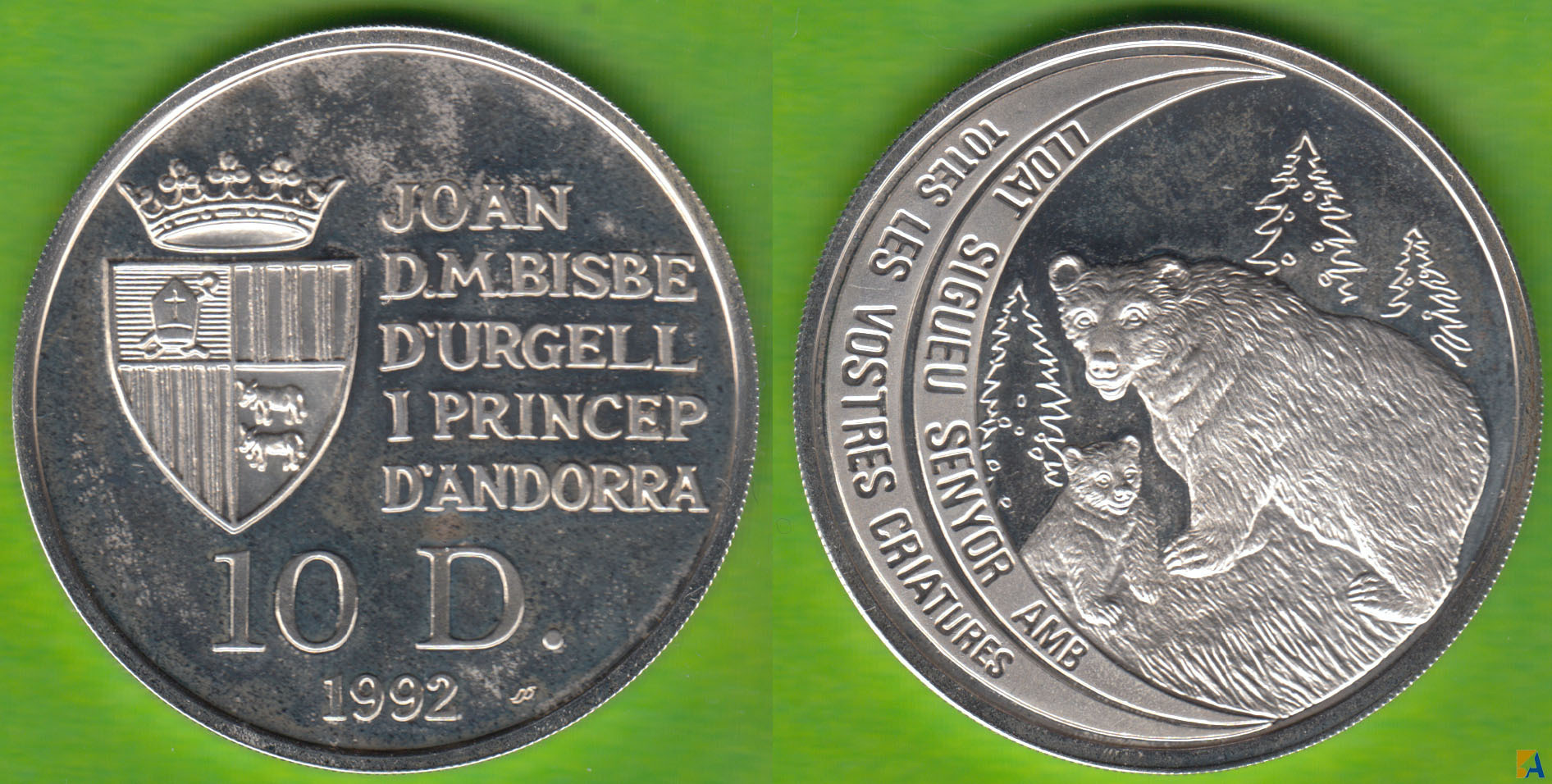 ANDORRA. 10 DINERS DE 1992. PLATA 0.925. (4)