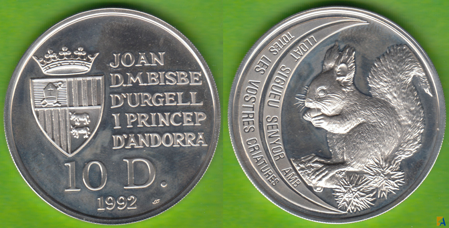 ANDORRA. 10 DINERS DE 1992. PLATA 0.925. (5)