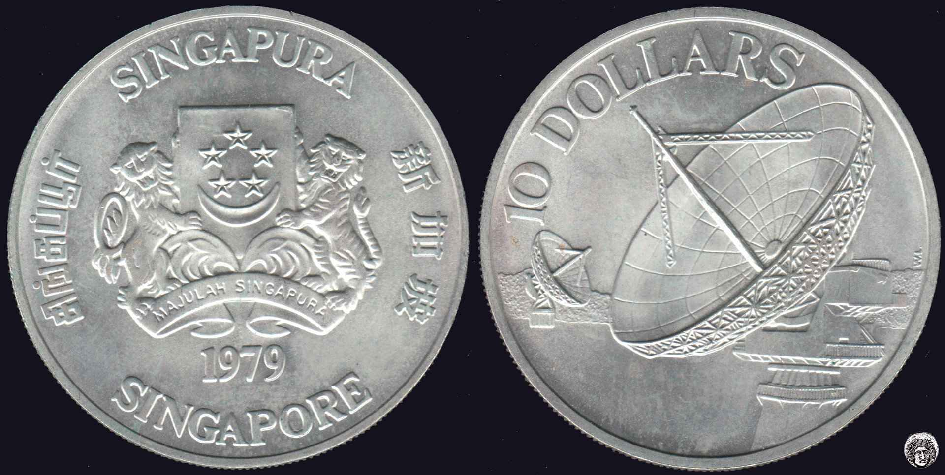 SINGAPUR - SINGAPORE. 10 DOLARES (DOLLARS) DE 1979. PLATA 0.500. (2)