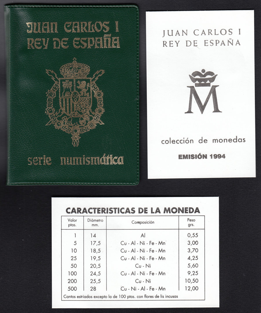 CARTERA. EMISIÓN NUMISMÁTICA DE 1994. 8 VALORES.