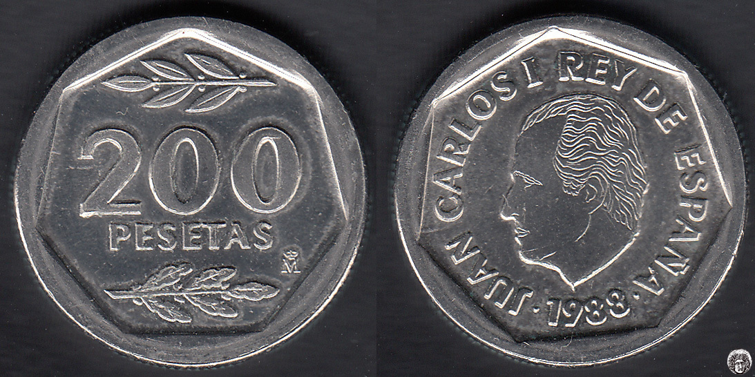 JUAN CARLOS I. 200 PESETAS DE 1988. S/C.